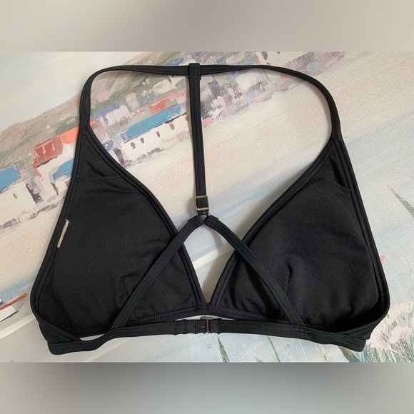 Vintage Abercrombie Black Bikini Swim Top White Embroidered - Picture 4 of 5